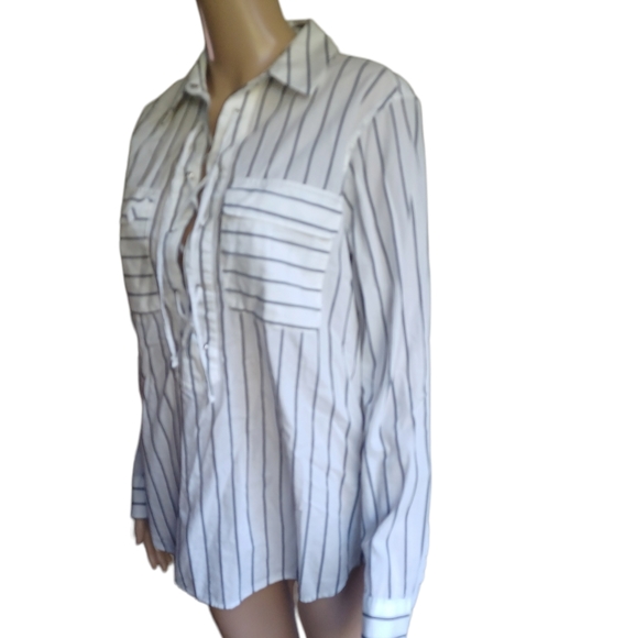 Equipment Femme Blouse Button Down Top Drawstring V Neckline Size Small Petite - Picture 7 of 9